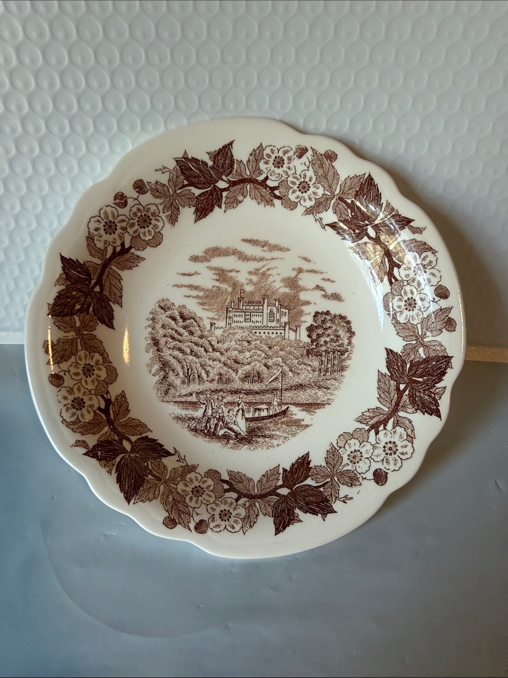 VTG Norleans Japan Brown Transferware Castle Kingdom Bowl 7.5”